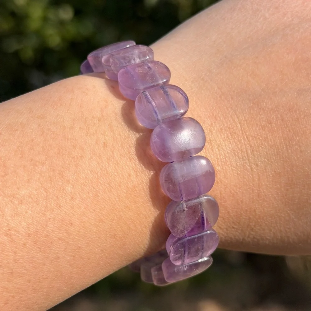 Stretchable dainty natural purple amethyst soft bangle 1181‎
